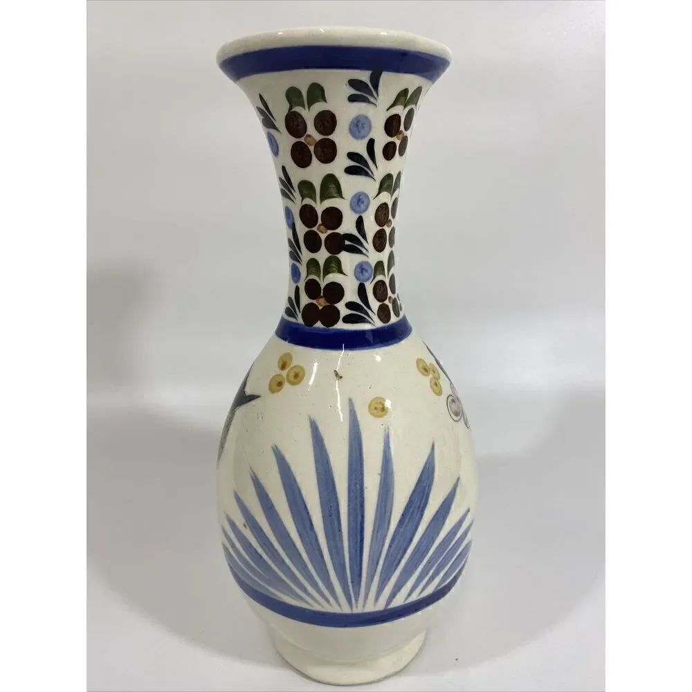 Large Vintage Mexican Tonala Folk Art Pottery Vase 12” - Picture 4 of 9